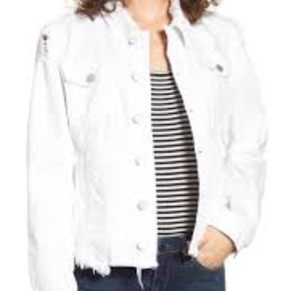 BLANK NYC Frayed Distressed Denim Jacket white - Picture 3 of 16